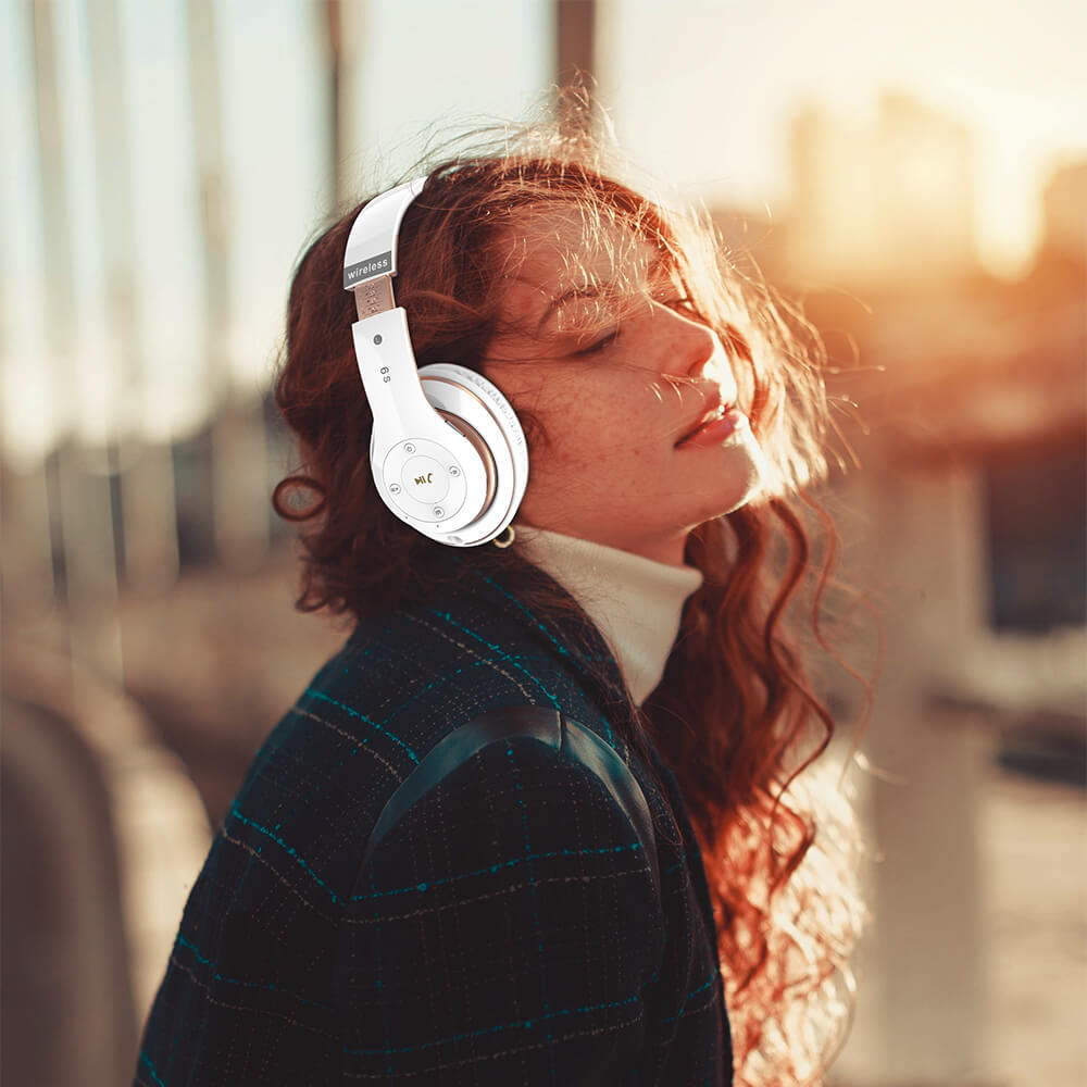 6S Bluetooth Headphones White Gold