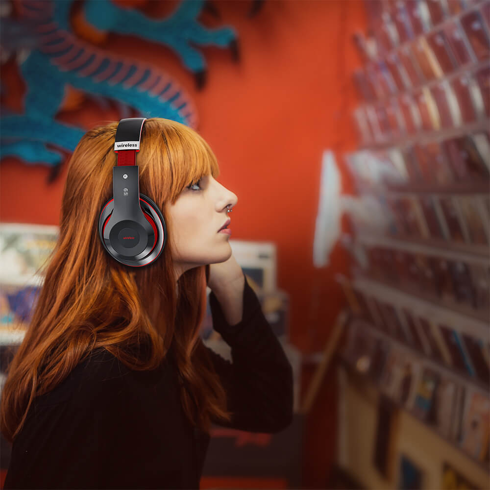 6S Bluetooth Headphones Black Red