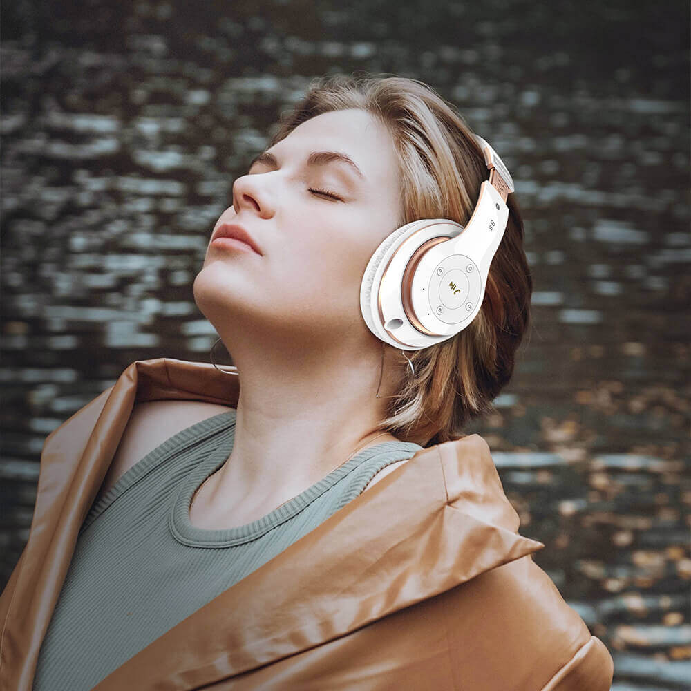 6S Bluetooth Headphones White Gold