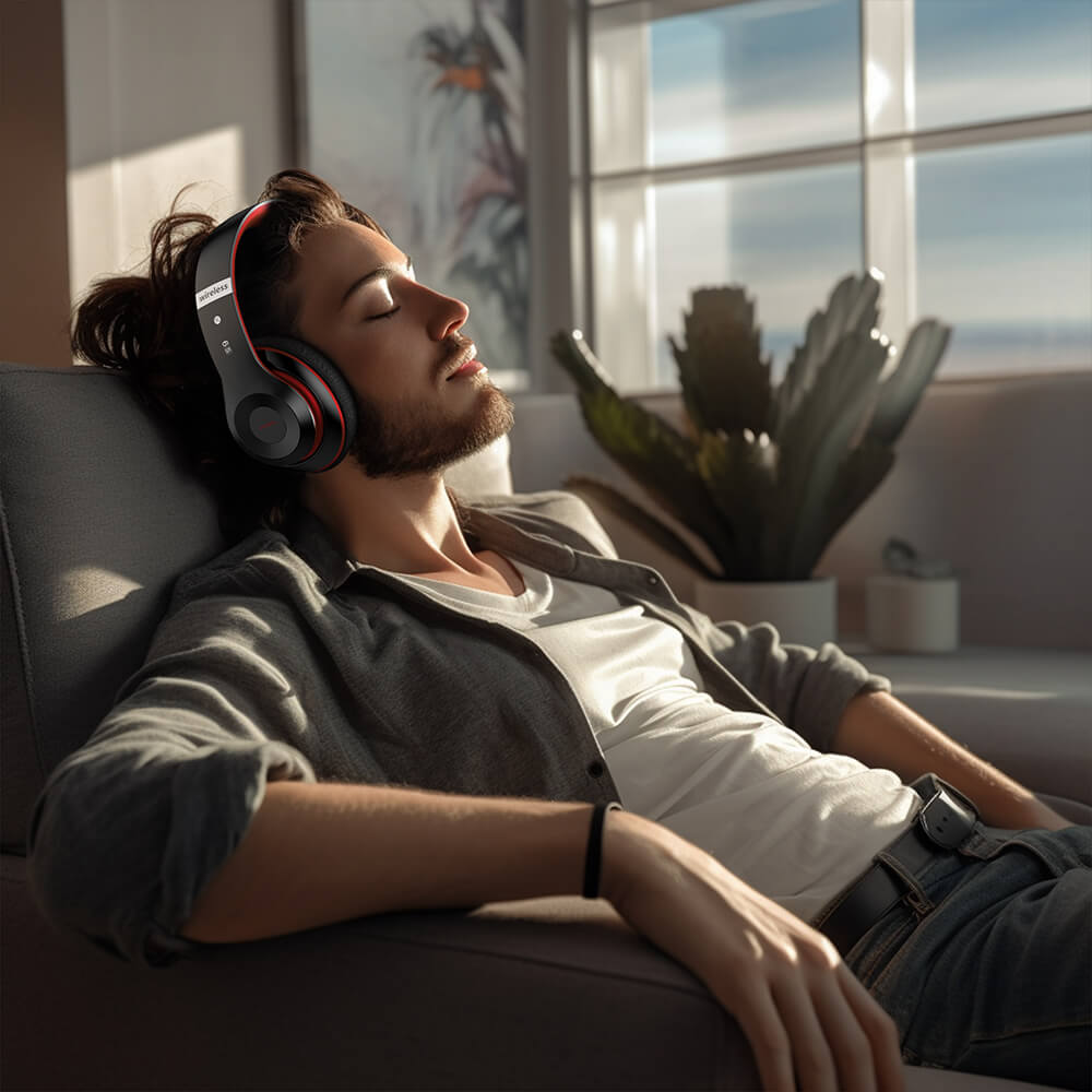 6S Bluetooth Headphones Black Red