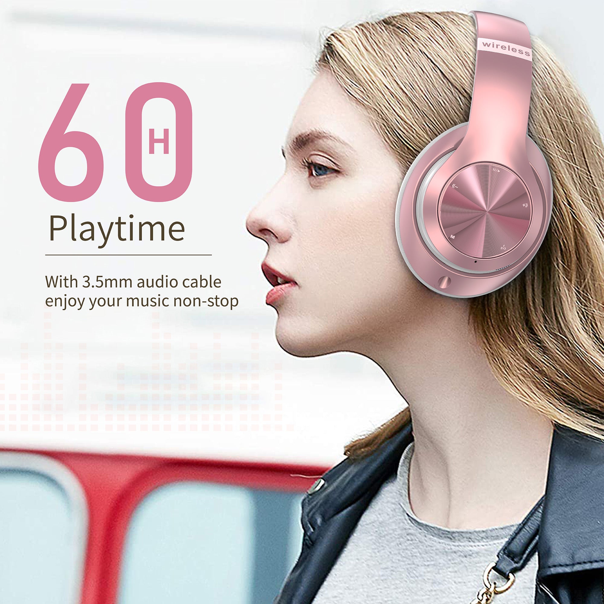 9S Bluetooth Headphones Pink