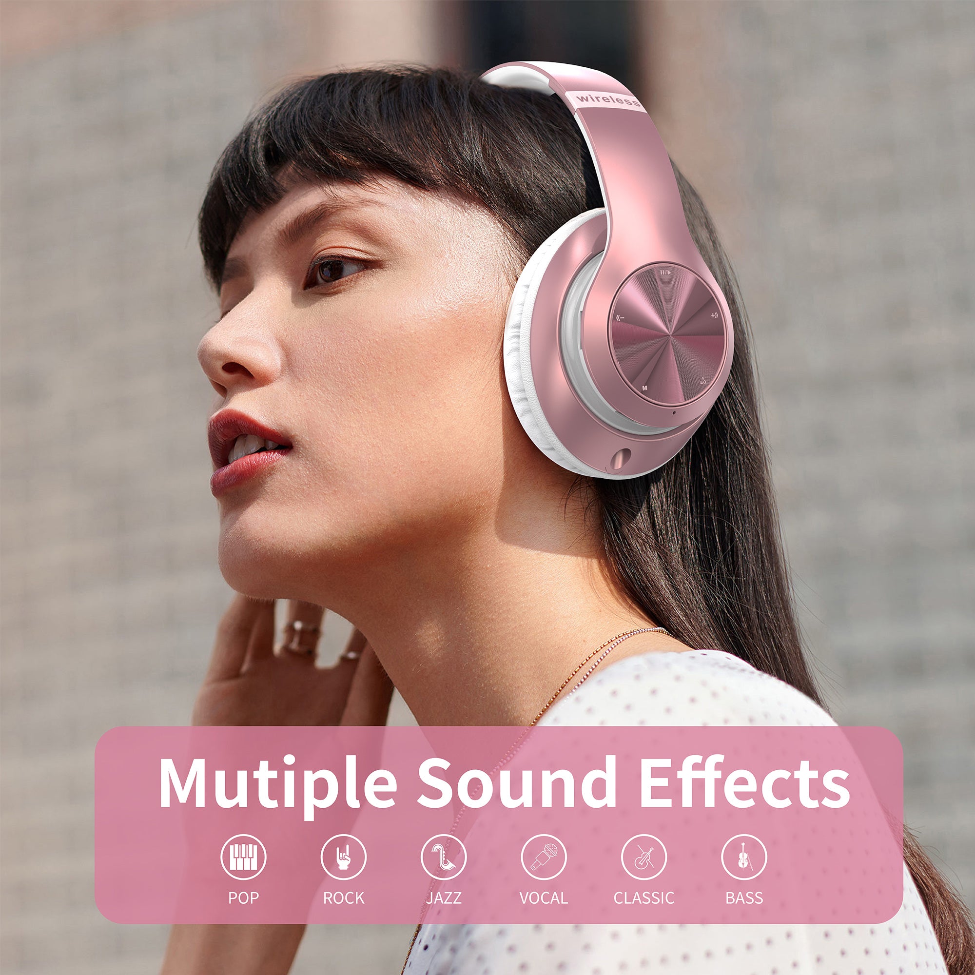 9S Bluetooth Headphones Pink