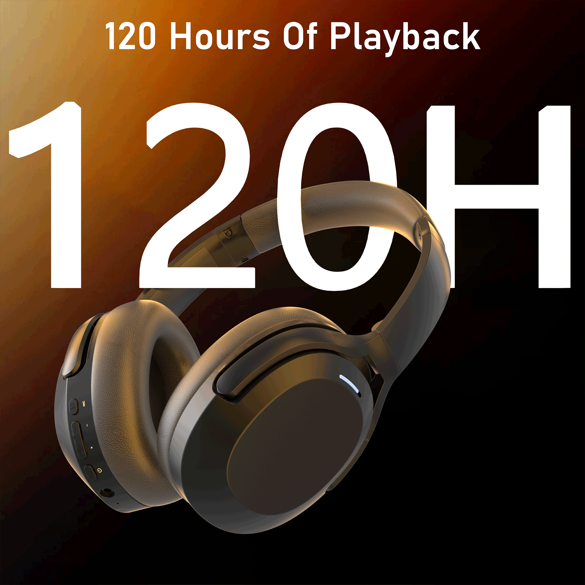 Active Noise Cancelling Headphones for Adults, 120H Playtime Over Ear Headphones Bluetooth Wireless with Mic, Foldable Bluetooth Headphones with Deep Bass, Fast Charging for Home Travel Office