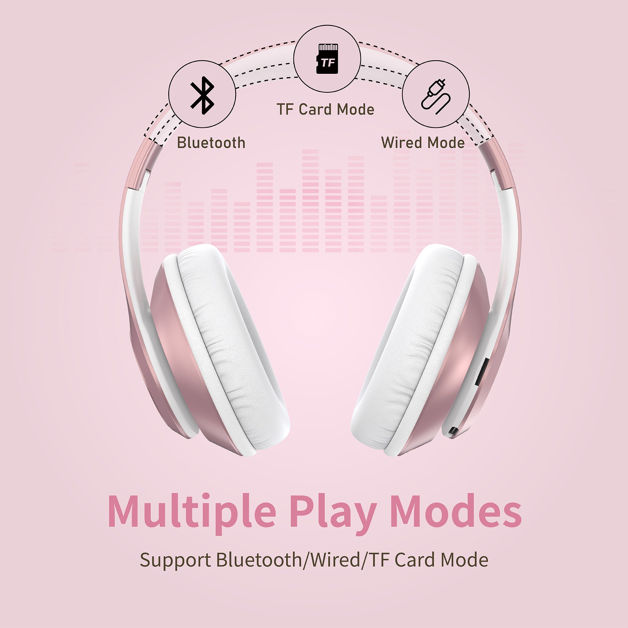 9S Bluetooth Headphones Pink